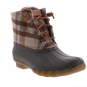 Sperry Saltwater Plaid Wool Duck Boots NEW